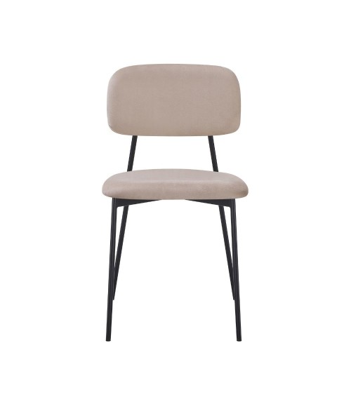 Sedia Shen in vellutino colore taupe e struttura in metallo nero set 4 pezzi