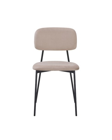 Sedia Shen in vellutino colore taupe e struttura in metallo nero set 4 pezzi