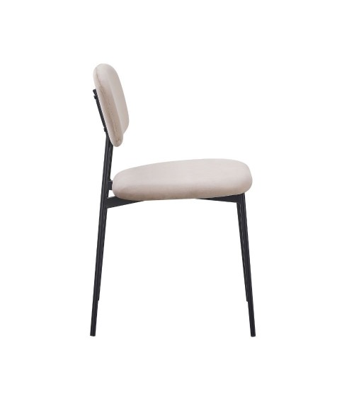 Sedia Shen in vellutino colore taupe e struttura in metallo nero set 4 pezzi