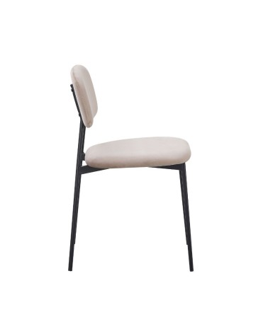 Sedia Shen in vellutino colore taupe e struttura in metallo nero set 4 pezzi