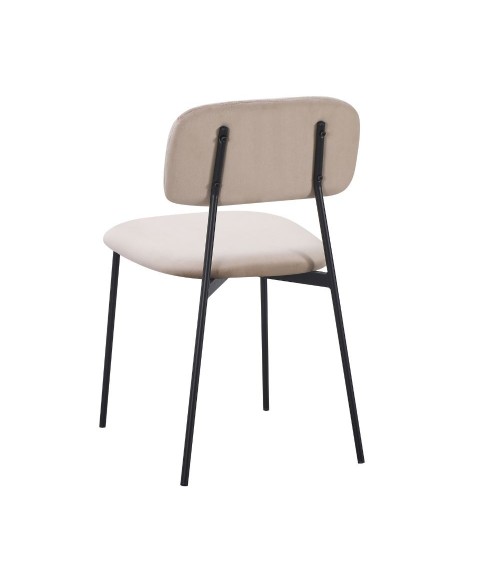 Sedia Shen in vellutino colore taupe e struttura in metallo nero set 4 pezzi