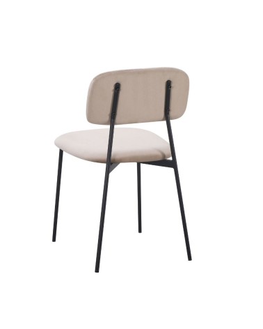 Sedia Shen in vellutino colore taupe e struttura in metallo nero set 4 pezzi