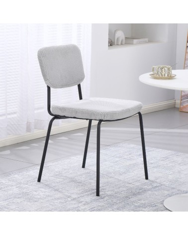 Sedia Juno in tessuto colore grigio chiaro e struttura in metallo nero set 4 pezzi