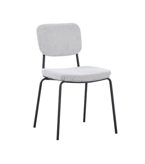 Sedia Juno in tessuto colore grigio chiaro e struttura in metallo nero set 4 pezzi