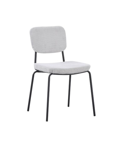 Sedia Juno in tessuto colore grigio chiaro e struttura in metallo nero set 4 pezzi