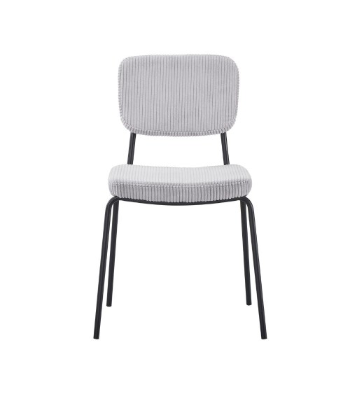 Sedia Juno in tessuto colore grigio chiaro e struttura in metallo nero set 4 pezzi