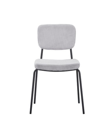 Sedia Juno in tessuto colore grigio chiaro e struttura in metallo nero set 4 pezzi