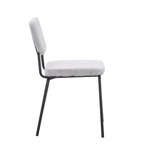 Sedia Juno in tessuto colore grigio chiaro e struttura in metallo nero set 4 pezzi