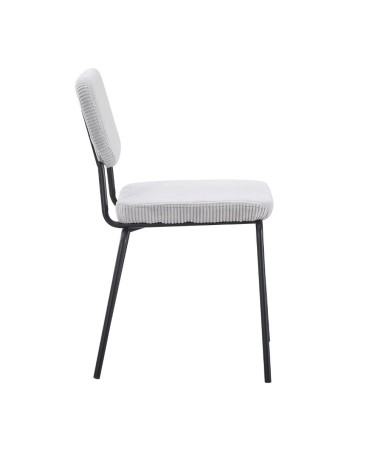 Sedia Juno in tessuto colore grigio chiaro e struttura in metallo nero set 4 pezzi