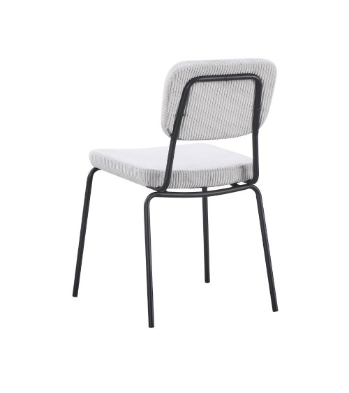 Sedia Juno in tessuto colore grigio chiaro e struttura in metallo nero set 4 pezzi