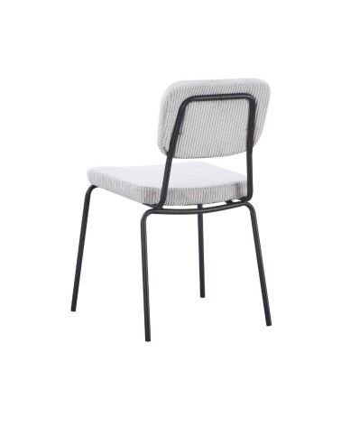 Sedia Juno in tessuto colore grigio chiaro e struttura in metallo nero set 4 pezzi