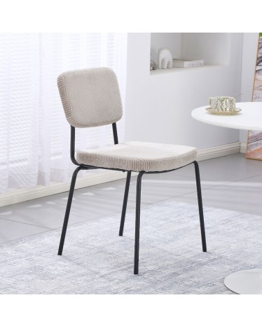 Sedia Juno in tessuto colore taupe e struttura in metallo nero set 4 pezzi