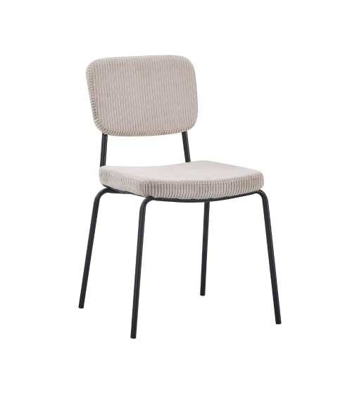 Sedia Juno in tessuto colore taupe e struttura in metallo nero set 4 pezzi