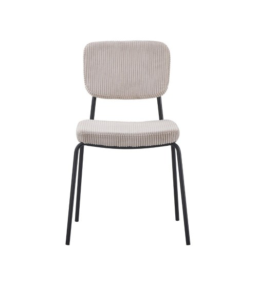 Sedia Juno in tessuto colore taupe e struttura in metallo nero set 4 pezzi