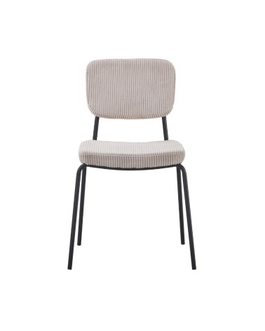 Sedia Juno in tessuto colore taupe e struttura in metallo nero set 4 pezzi