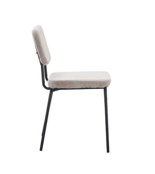 Sedia Juno in tessuto colore taupe e struttura in metallo nero set 4 pezzi