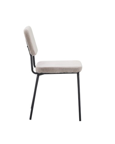 Sedia Juno in tessuto colore taupe e struttura in metallo nero set 4 pezzi