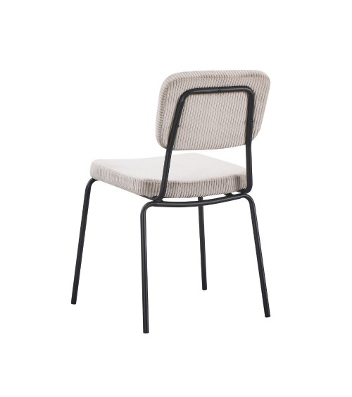 Sedia Juno in tessuto colore taupe e struttura in metallo nero set 4 pezzi