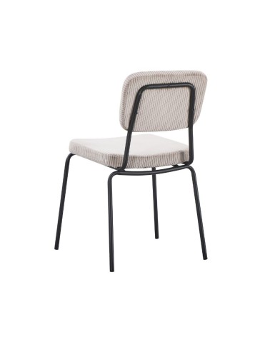 Sedia Juno in tessuto colore taupe e struttura in metallo nero set 4 pezzi