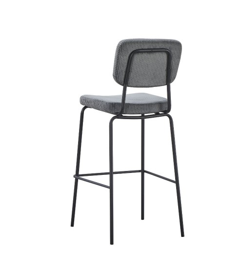 Sgabello Juno in tessuto colore grigio scuro e struttura in metallo nero