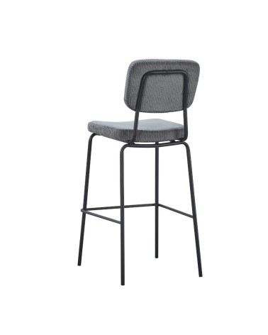 Sgabello Juno in tessuto colore grigio scuro e struttura in metallo nero