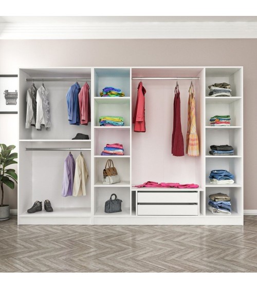 Armadio Kale colore bianco con 6 ante battenti a specchio