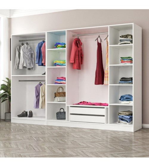 Armadio Kale colore bianco con 6 ante battenti a specchio