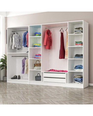 Armadio Kale colore bianco con 6 ante battenti a specchio