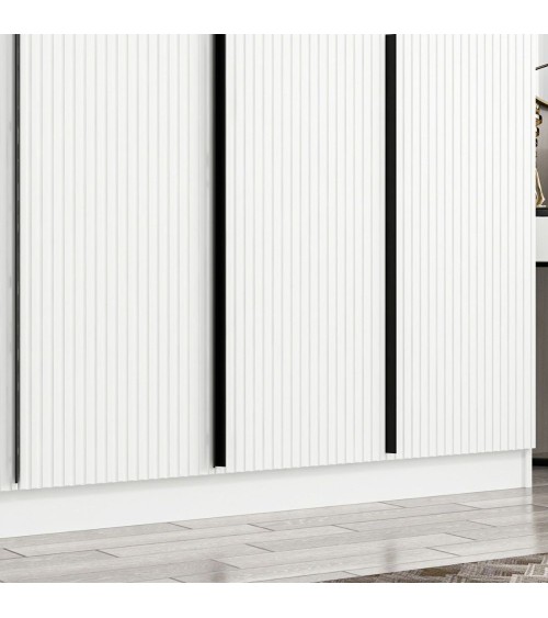 Armadio Kale 6 ante battenti colore bianco effetto cannettato