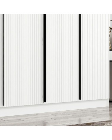 Armadio Kale 6 ante battenti colore bianco effetto cannettato