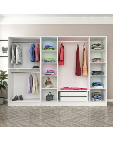 Armadio Kale 6 ante battenti colore bianco effetto cannettato