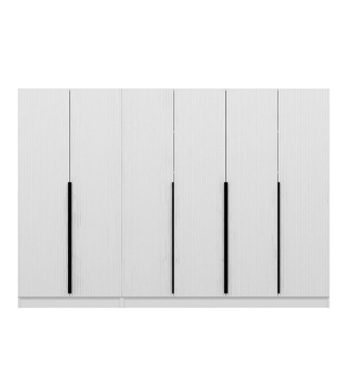 Armadio Kale 6 ante battenti colore bianco effetto cannettato