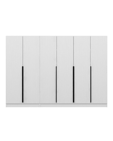 Armadio Kale 6 ante battenti colore bianco effetto cannettato