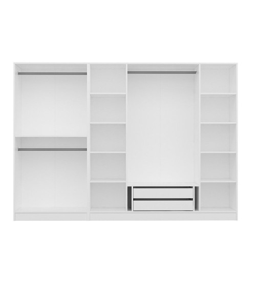 Armadio Kale 6 ante battenti colore bianco effetto cannettato