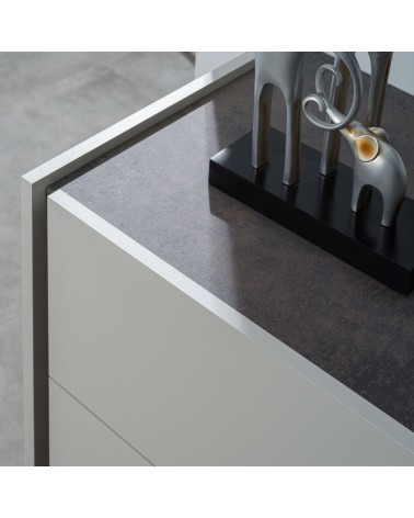 Camera da letto Mirelle colore grigio perla e ossido grigio scuro con armadio 6 ante a specchi e letto contenitore