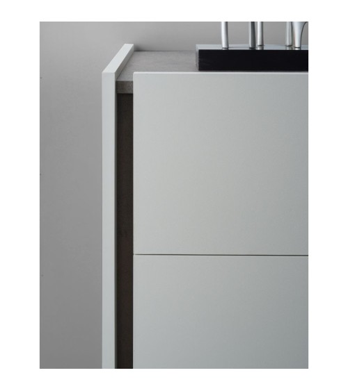 Camera da letto Mirelle colore grigio perla e ossido grigio scuro con armadio 6 ante a specchi e letto contenitore
