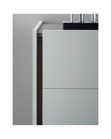Camera da letto Mirelle colore grigio perla e ossido grigio scuro con armadio 6 ante a specchi e letto contenitore