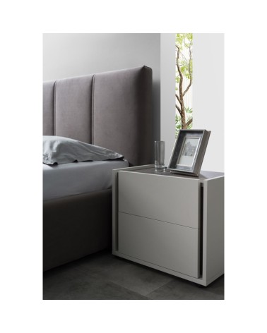 Camera da letto Mirelle colore grigio perla e ossido grigio scuro con armadio 6 ante a specchi e letto contenitore