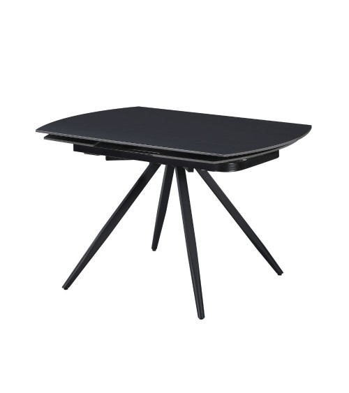 Tavolo girevole allungabile Kitti con piano in ceramica nero opaco e gambe in metallo nero