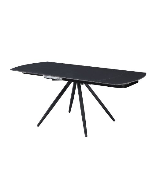 Tavolo girevole allungabile Kitti con piano in ceramica nero opaco e gambe in metallo nero
