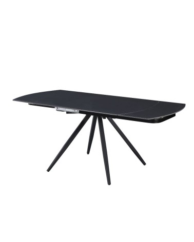 Tavolo girevole allungabile Kitti con piano in ceramica nero opaco e gambe in metallo nero