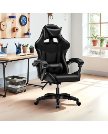 Sedia da ufficio Gaming con schienale alto e imbottitura in PVC colore nero