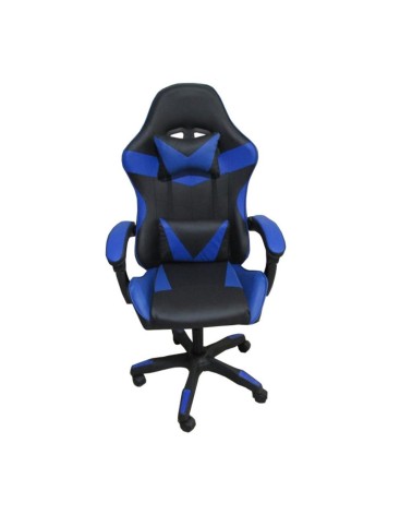 Sedia da ufficio Gaming con schienale alto e imbottitura in PVC colore nero con dettagli blu