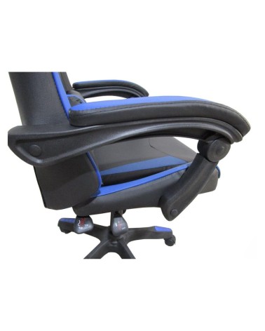 Sedia da ufficio Gaming con schienale alto e imbottitura in PVC colore nero con dettagli blu