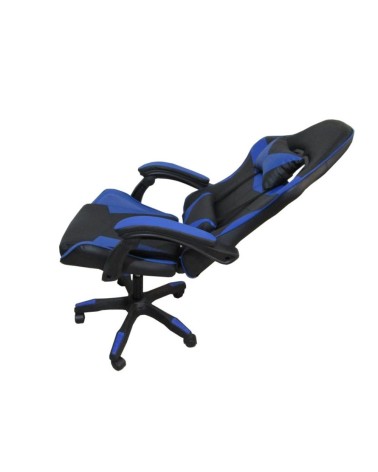 Sedia da ufficio Gaming con schienale alto e imbottitura in PVC colore nero con dettagli blu