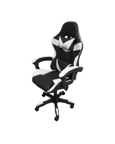 Sedia da ufficio Gaming con schienale alto e imbottitura in PVC colore nero con dettagli bianco