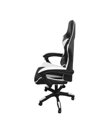Sedia da ufficio Gaming con schienale alto e imbottitura in PVC colore nero con dettagli bianco