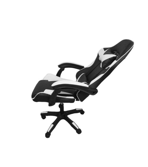 Sedia da ufficio Gaming con schienale alto e imbottitura in PVC colore nero con dettagli bianco