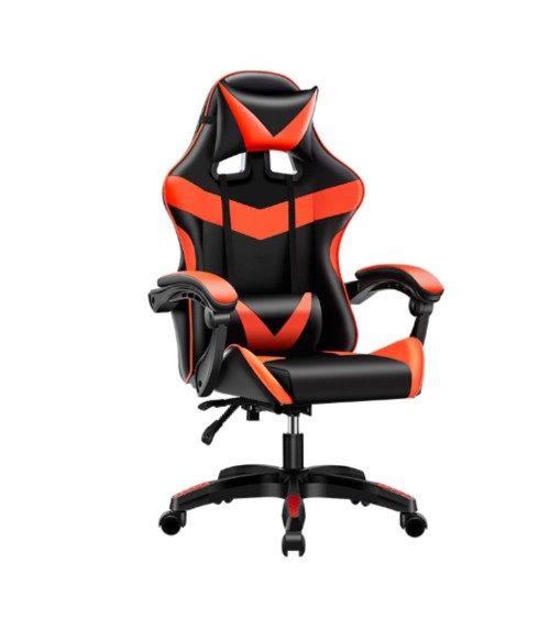 Sedia da ufficio Gaming con schienale alto e imbottitura in PVC colore nero con dettagli rosso
