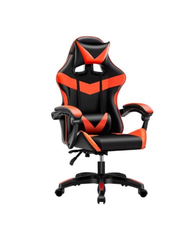 Sedia da ufficio Gaming con schienale alto e imbottitura in PVC colore nero con dettagli rosso